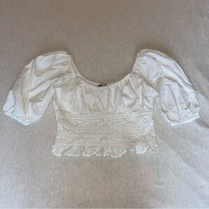 American Eagle Outfitters White Puff Sleeve Blouse